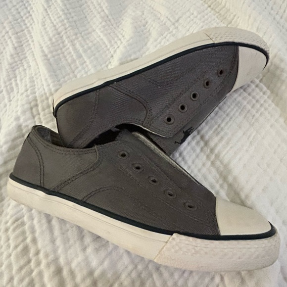 Polo RALPH LAUREN  Little Boys size 1.5 slip on elastic no tie Grey Sneakers EUC - Picture 2 of 15